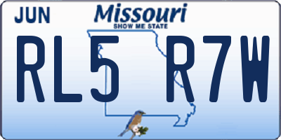 MO license plate RL5R7W