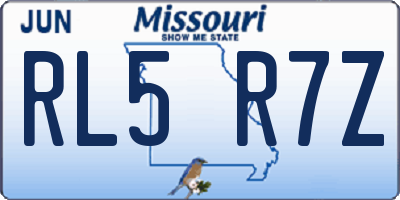 MO license plate RL5R7Z