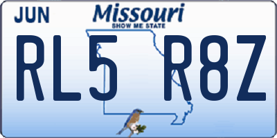 MO license plate RL5R8Z