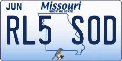 MO license plate RL5S0D