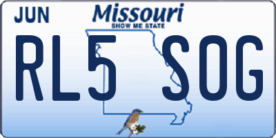 MO license plate RL5S0G