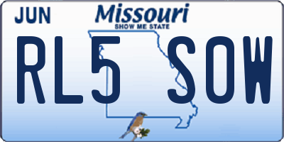 MO license plate RL5S0W