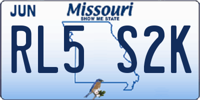 MO license plate RL5S2K