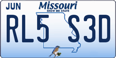MO license plate RL5S3D