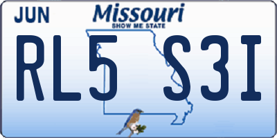 MO license plate RL5S3I
