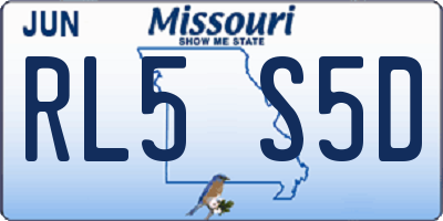 MO license plate RL5S5D