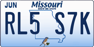 MO license plate RL5S7K