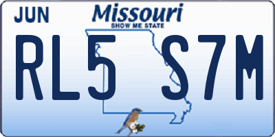 MO license plate RL5S7M
