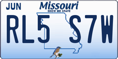 MO license plate RL5S7W