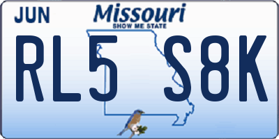 MO license plate RL5S8K