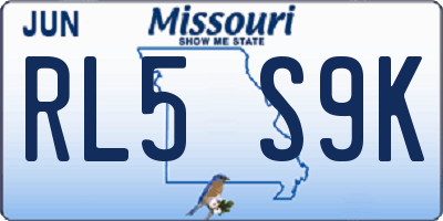 MO license plate RL5S9K