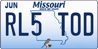 MO license plate RL5T0D
