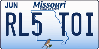 MO license plate RL5T0I