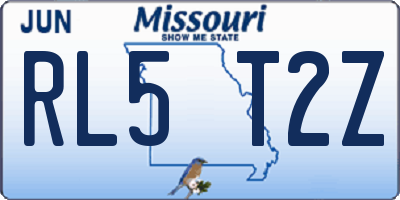 MO license plate RL5T2Z