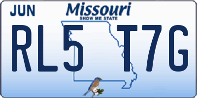 MO license plate RL5T7G
