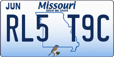 MO license plate RL5T9C