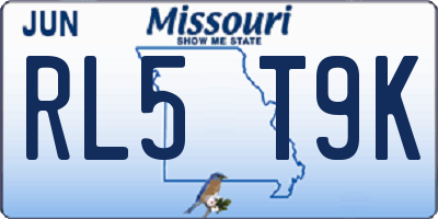 MO license plate RL5T9K