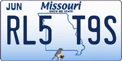 MO license plate RL5T9S
