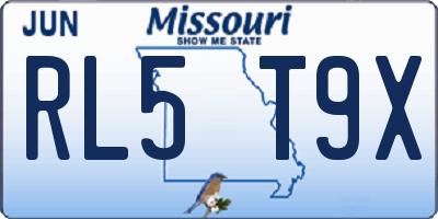MO license plate RL5T9X