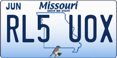 MO license plate RL5U0X