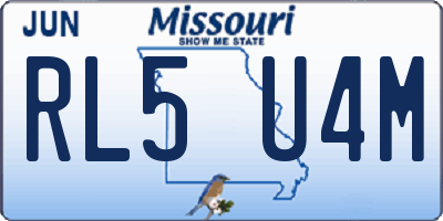 MO license plate RL5U4M