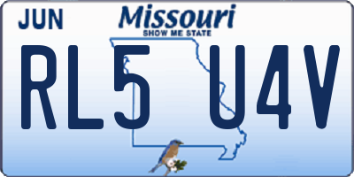 MO license plate RL5U4V