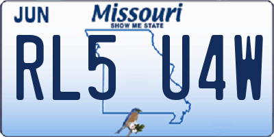 MO license plate RL5U4W