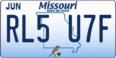 MO license plate RL5U7F