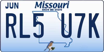 MO license plate RL5U7K