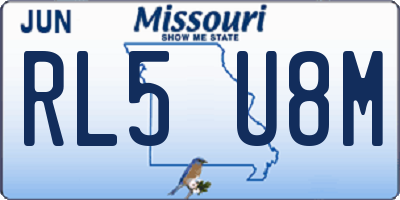 MO license plate RL5U8M