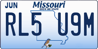 MO license plate RL5U9M