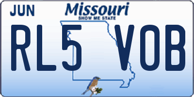 MO license plate RL5V0B
