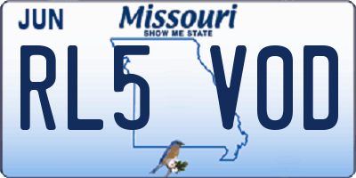 MO license plate RL5V0D