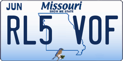 MO license plate RL5V0F