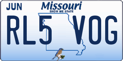 MO license plate RL5V0G
