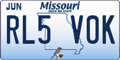 MO license plate RL5V0K