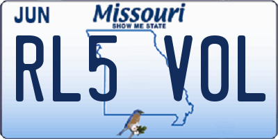 MO license plate RL5V0L