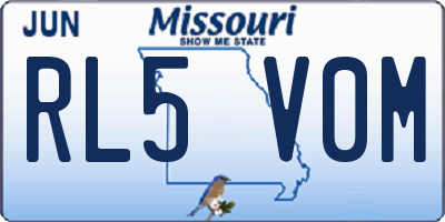 MO license plate RL5V0M