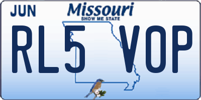 MO license plate RL5V0P