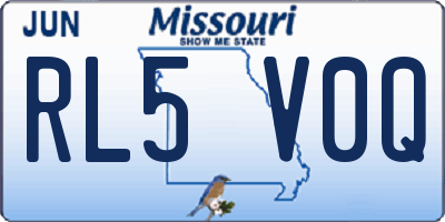 MO license plate RL5V0Q