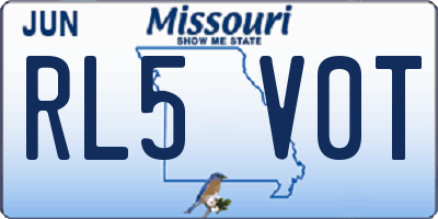 MO license plate RL5V0T