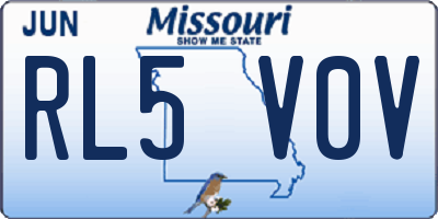 MO license plate RL5V0V
