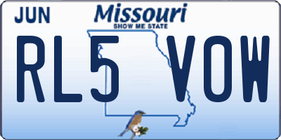 MO license plate RL5V0W