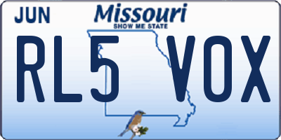 MO license plate RL5V0X