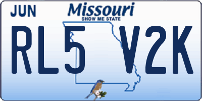 MO license plate RL5V2K