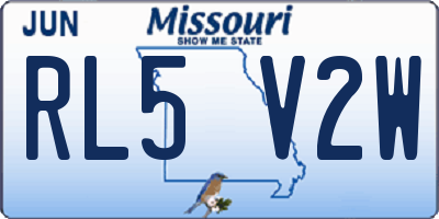 MO license plate RL5V2W