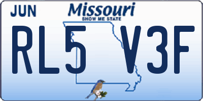 MO license plate RL5V3F