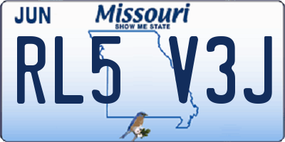 MO license plate RL5V3J