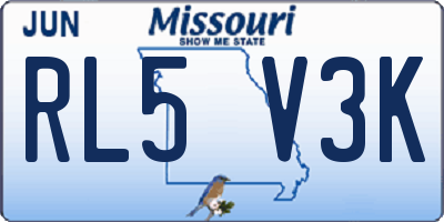 MO license plate RL5V3K