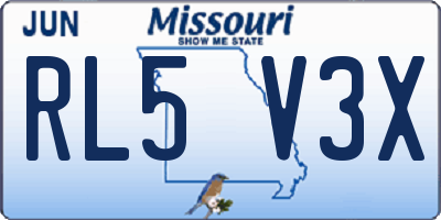 MO license plate RL5V3X